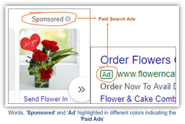 sponsored and ad highlighted in different color