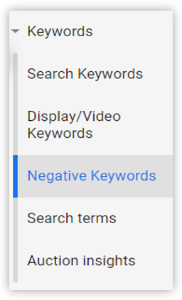 negative keywords